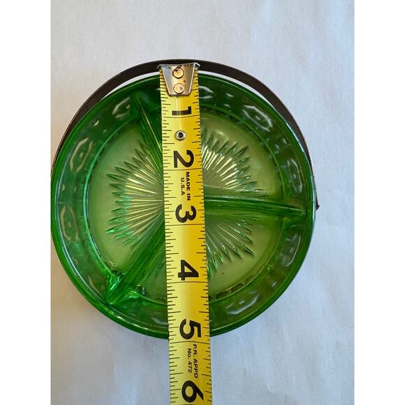 VTG MCM RETRO COLLECTOR Uranium Green Divided Glass Candy Nut Relish Dish tray - Picture 8 of 8